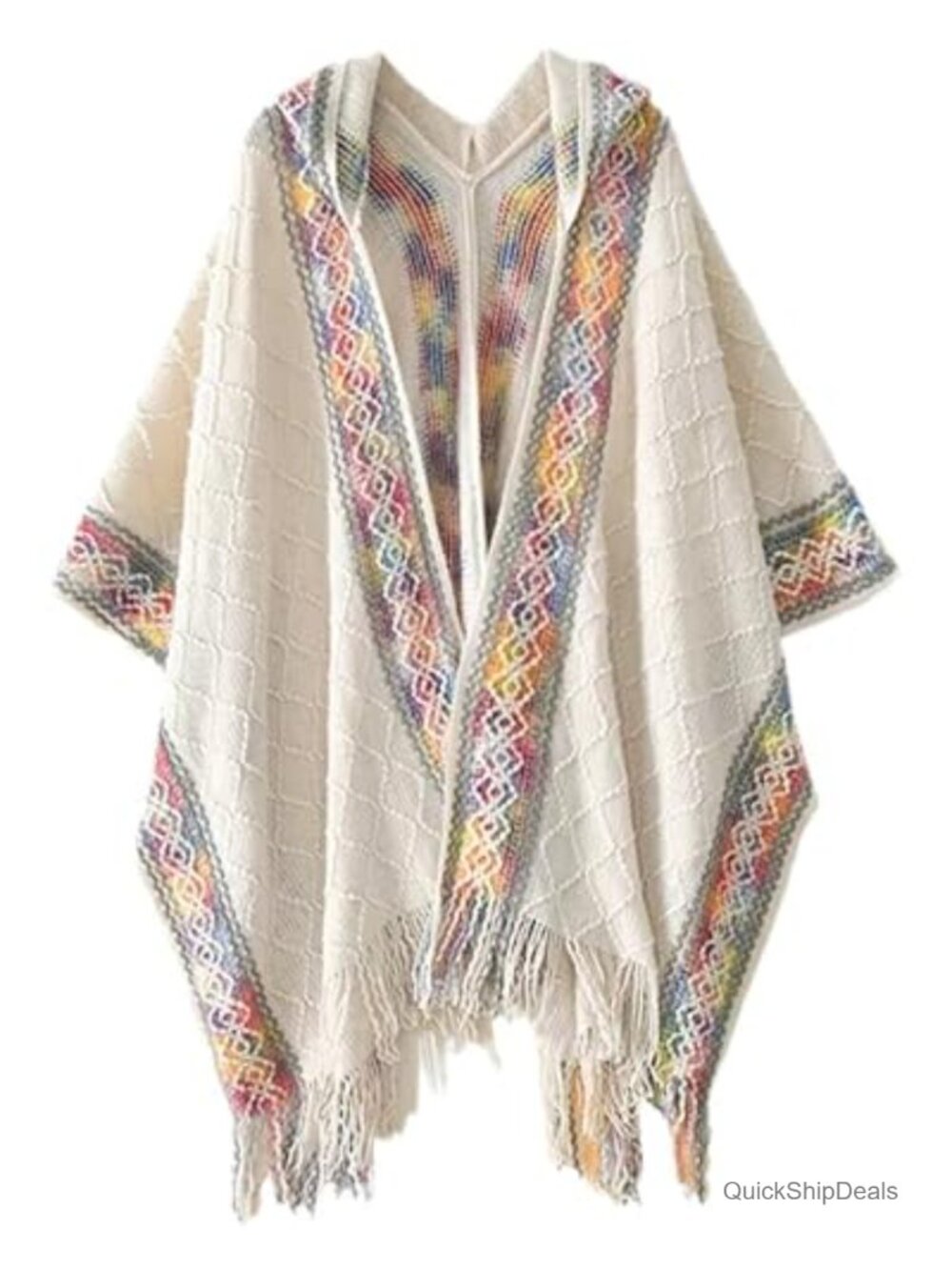 Women Shawl Wrap Hooded Knit Poncho Fringe Cape Cardigan Acrylic Winter Fall